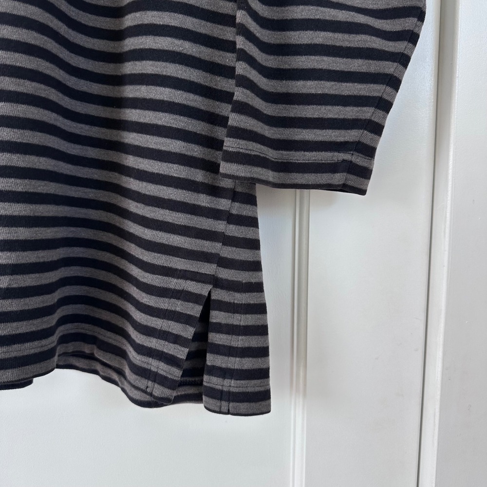Valerie Stevens Sport 90s Vintage Striped Long Sleeve Cotton Top Grey Black M - Picture 7 of 8